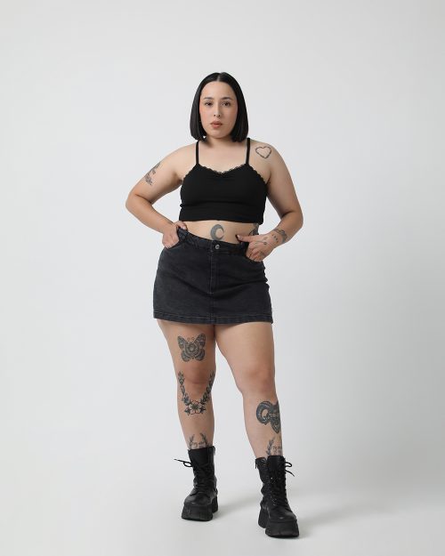 SHORT POLLERA VERSALLES GRIS GASTADO elastizado