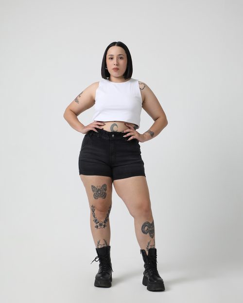 SHORT BAGGY FERRAN GRIS GASTADO elastizado